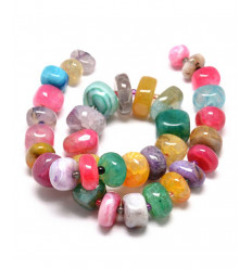 Chapelet grosse pépite agate teintée multicolore - Chapelet pierre