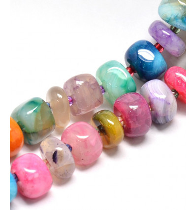 Chapelet grosse pépite agate teintée multicolore - Chapelet pierre