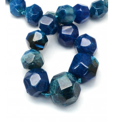 Chapelet grosse pépite agate teintée bleu - Chapelet pierre