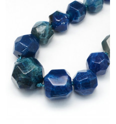 Chapelet grosse pépite agate teintée bleu - Chapelet pierre