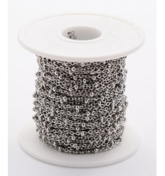 20m - Bobine chaine billes argentées