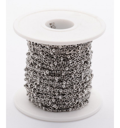 20m - Bobine chaine billes argentées