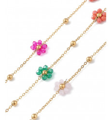 Chaine fleurs tissées acier inoxydable (10cm)