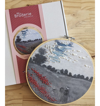 Kit broderie "Les coquelicots de Monet" kit triple - The comptoir