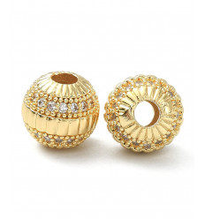 8mm - perle ronde avec zircons incrustés (1pc)