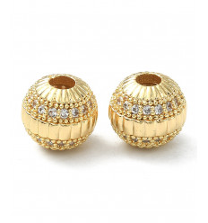 8mm - perle ronde avec zircons incrustés (1pc)