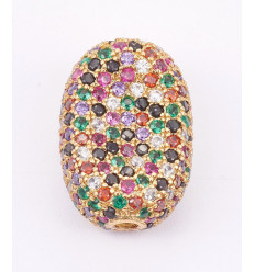 19x13mm - perle oval avec zircons colorés incrustés (1pc)