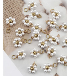 Pendentif fleur tissée en perles de verre - acier inoxydable