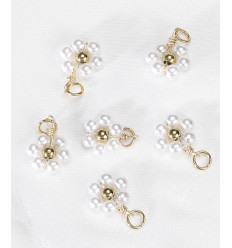 Pendentif fleur tissée en perles de verre - acier inoxydable