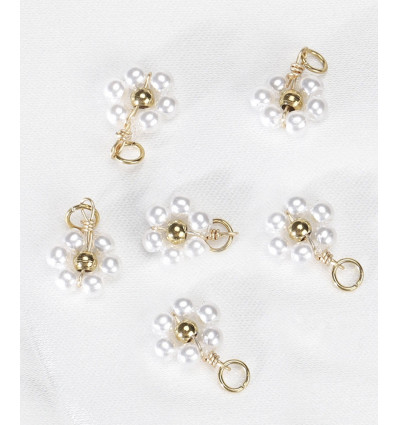 Pendentif fleur tissée en perles de verre - acier inoxydable