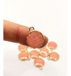 Pendentif médaille émaillée à paillettes