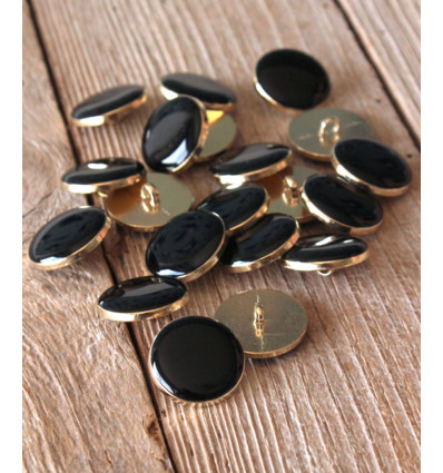 20mm - Bouton Chic Noir et Doré