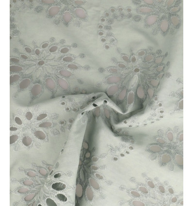 Broderie anglaise vert amande