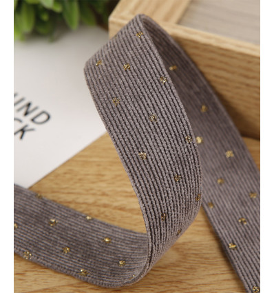 25mm - Sangle velours pois dorés