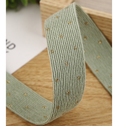 25mm - Sangle velours pois dorés