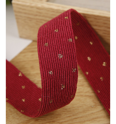 25mm - Sangle velours pois dorés