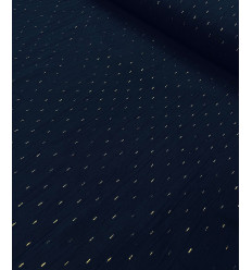 Voile de coton froissé plumetis filaments dorés