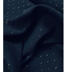 Voile de coton froissé plumetis filaments dorés