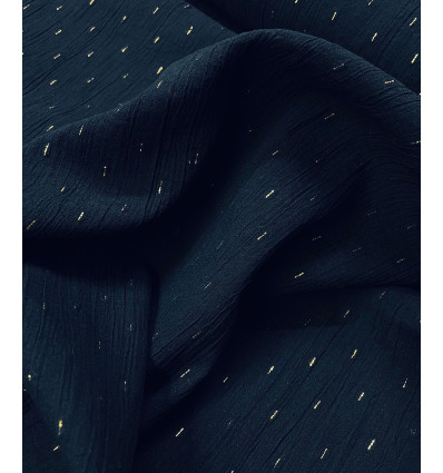 Voile de coton froissé plumetis filaments dorés