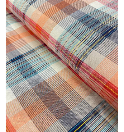 Coton tissé lurex à carreaux