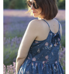 Satin de coton bicyclette marine