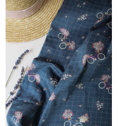 Satin de coton bicyclette marine