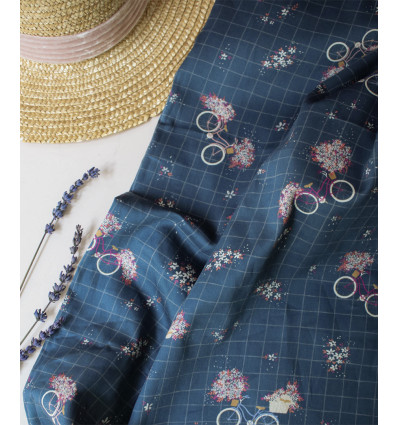 Satin de coton bicyclette marine
