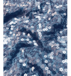 Tulle brodé petites fleurs en sequins