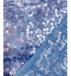 Tulle brodé petites fleurs en sequins