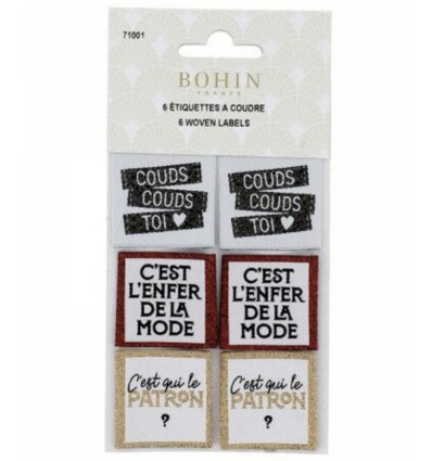 Lot de 6 étiquettes à coudre Bohin