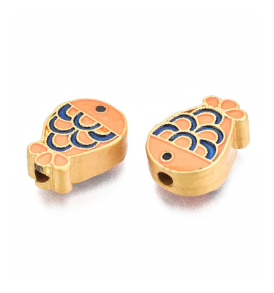 Perle poisson japonais en métal émaillé