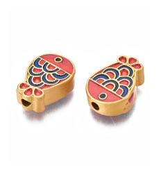 Perle poisson japonais en métal émaillé