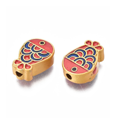 Perle poisson japonais en métal émaillé