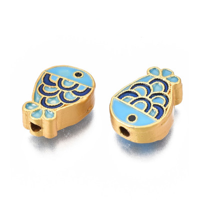 Perle poisson japonais en métal émaillé