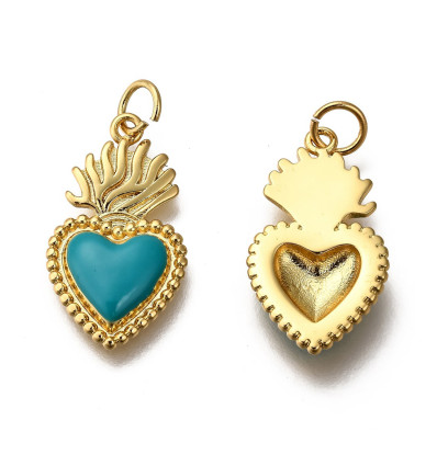 Pendentif coeur ex-voto avec émaillage