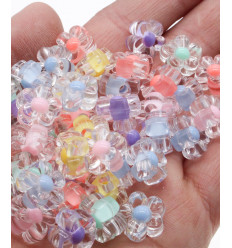Lot perles fleurs brillante (20pcs)