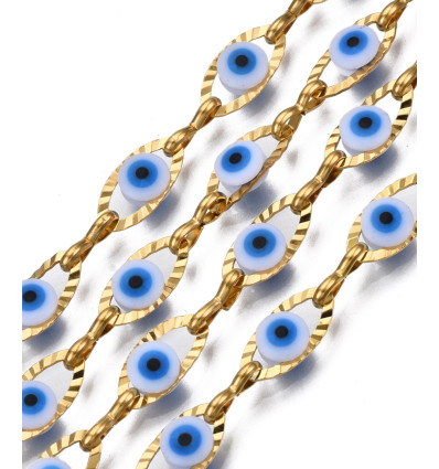 Chaine oeil protecteur bleu acier inoxydable (10cm)