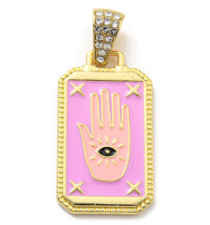 Pendentif plaque avec main émaillée