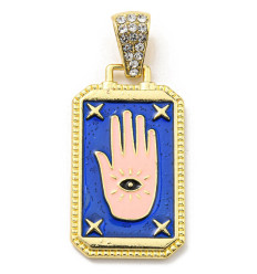 Pendentif plaque avec main émaillée
