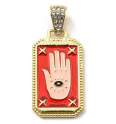 Pendentif plaque avec main émaillée