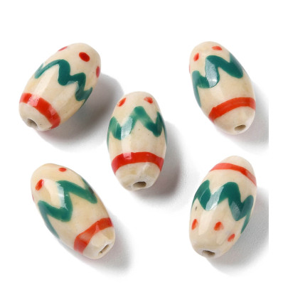 Perle olive en porcelaine