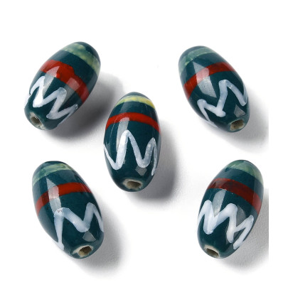 Perle olive en porcelaine - ardoise