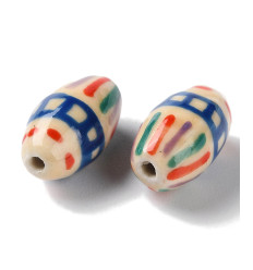 Perle olive en porcelaine - bleu et vert