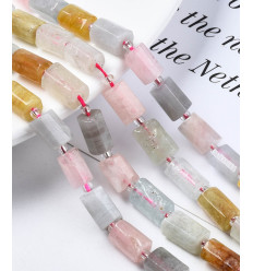 10mm - Chapelet pierre tube- morganite