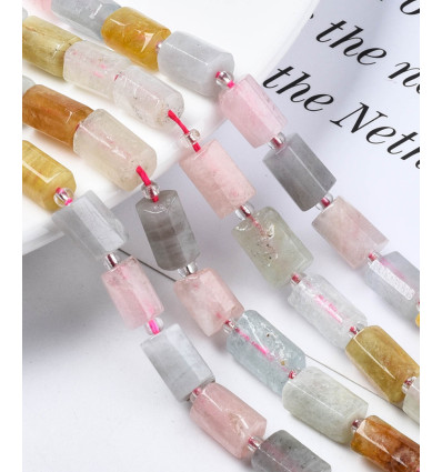 10mm - Chapelet pierre tube- morganite