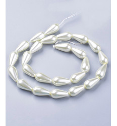 Chapelet gouttes perles de verre couleur nacre