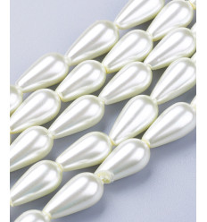 Chapelet gouttes perles de verre couleur nacre