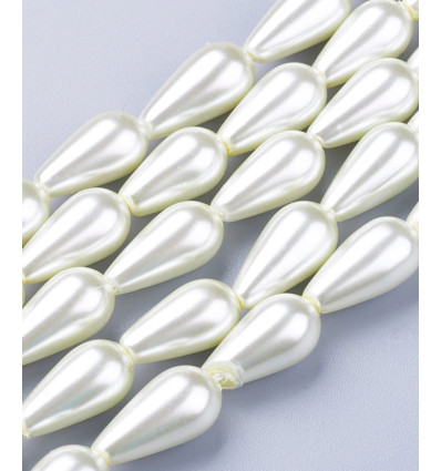 Chapelet gouttes perles de verre couleur nacre