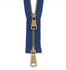 40cm - Zip Double Curseur bronze - marine