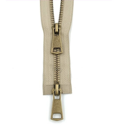 40cm - Zip Double Curseur bronze - beige
